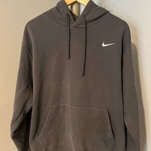 Nike Men Gray Swoosh Hoodie - Size XL - Charcoal Anthracite - Embroidered